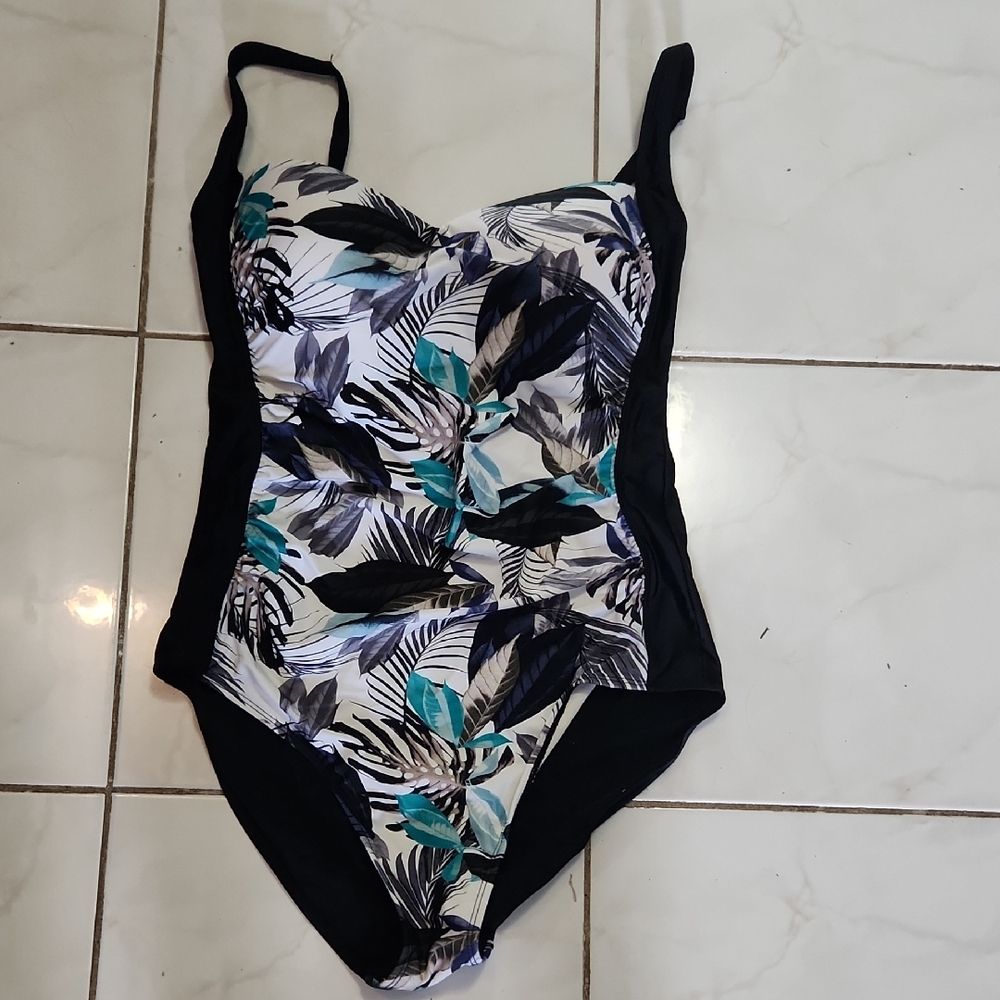 Tropical Leaf Print Swimsuit